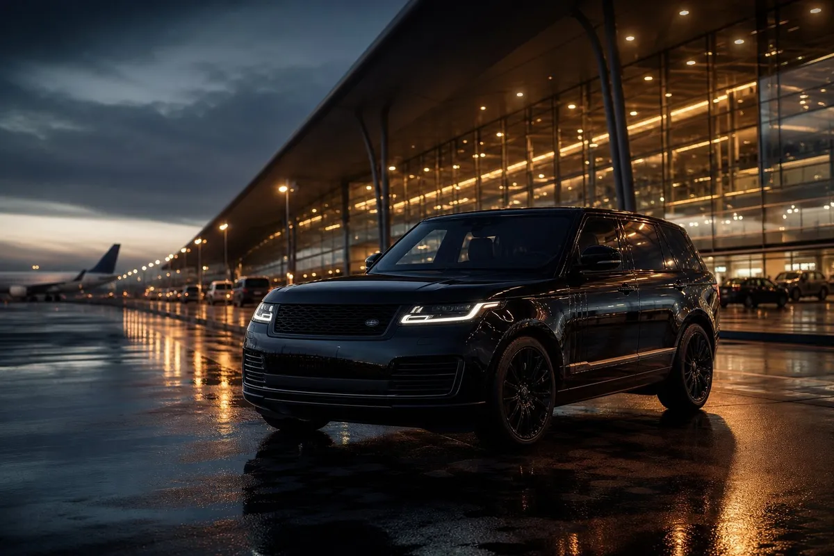 Luxury SUV at an airport terminal